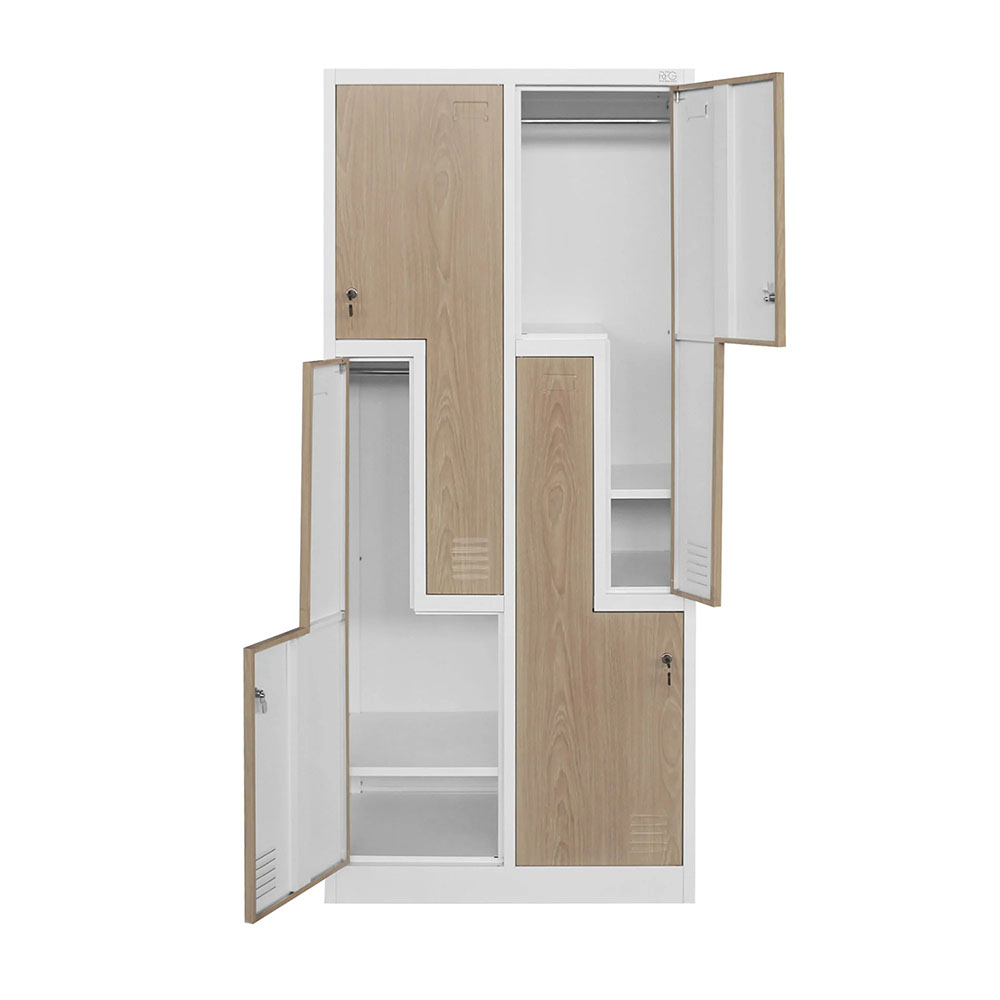 Метален гардероб 4 отделения Z-врати RFG 800/450/1850 кехлибарен дъб-бяло